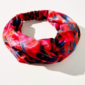 Anthropologie red floral wrap headband NWT